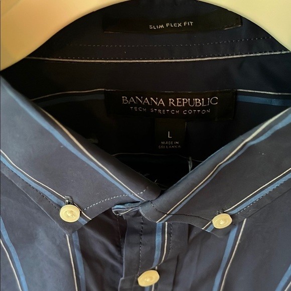 Banana Republic Navy Striped Button-Down Shirt - Picture 3 of 4